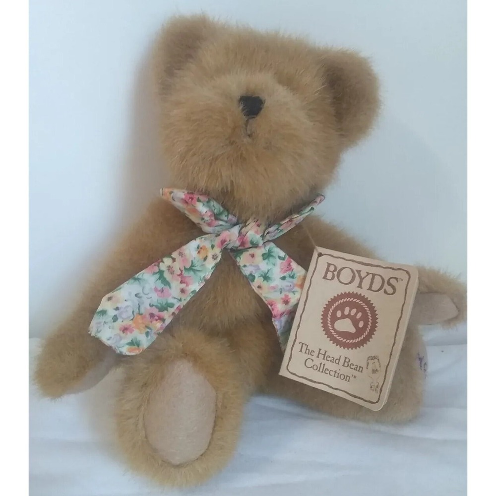 Vtg Boyd's Bears Dorothy B. Beansley 10" Jointed Tan Floral Spring Easter READ